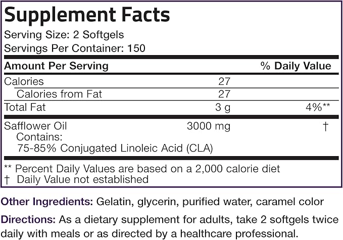 Bronson CLA 3000 Extra High Potency Supports Healthy Weight Management Lean Muscle Mass Non-Stimulating Conjugated Linoleic Acid 300 Softgels
