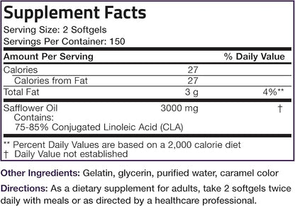 Bronson CLA 3000 Extra High Potency Supports Healthy Weight Management Lean Muscle Mass Non-Stimulating Conjugated Linoleic Acid 300 Softgels