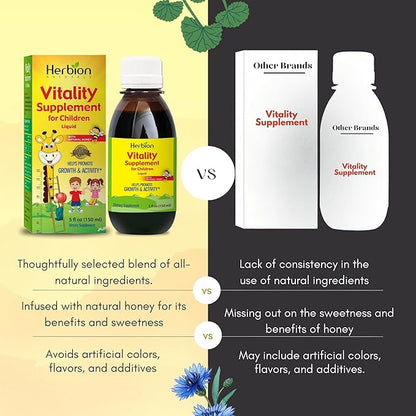 Herbion Naturals Vitality Supplement for Children - Promotes Growth and Appetite - Relieves Fatigue - Improves Mental and Physical Performance – 5 fl oz, For Kids 1 Year and Above, Pack of 2