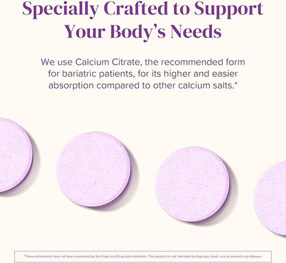 Barimelts Calcium Citrate with Vitamin D3 & Magnesium - 120 Smooth-Dissolving Tablets (1-Month Supply) - Bariatric Calcium Supplements for Women, Natural Berry Flavor