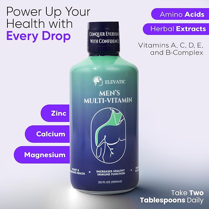 Multivitamin for Men | 32 Fl.oz (960ml) | Superior Tasting | All Natural | Energy Booster Liquid Multivitamin | Advanced Nutritional Support for A Healthy Lifestyle