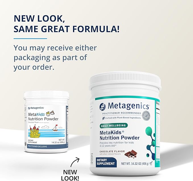 Metagenics MetaKids Nutrition Powder - Kids Multivitamin Powder - with Prebiotics, DHA, Protein & Amino Acids - Complete Protein - Non-GMO & Gluten Free - Chocolate - 14.32 oz