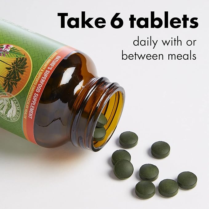 Nutrex Hawaii, Pure Hawaiian Spirulina 500 mg, Vegan, Supports Immune System, Heart, Cells and Energy, 100 Tablets