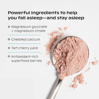 Wholier Magnesium Glycinate & Magnesium Citrate, Tart Cherry Juice, Chelated Calcium. Calming Nighttime Drink. Night Minerals.(30 Servings) Compostable Pouch