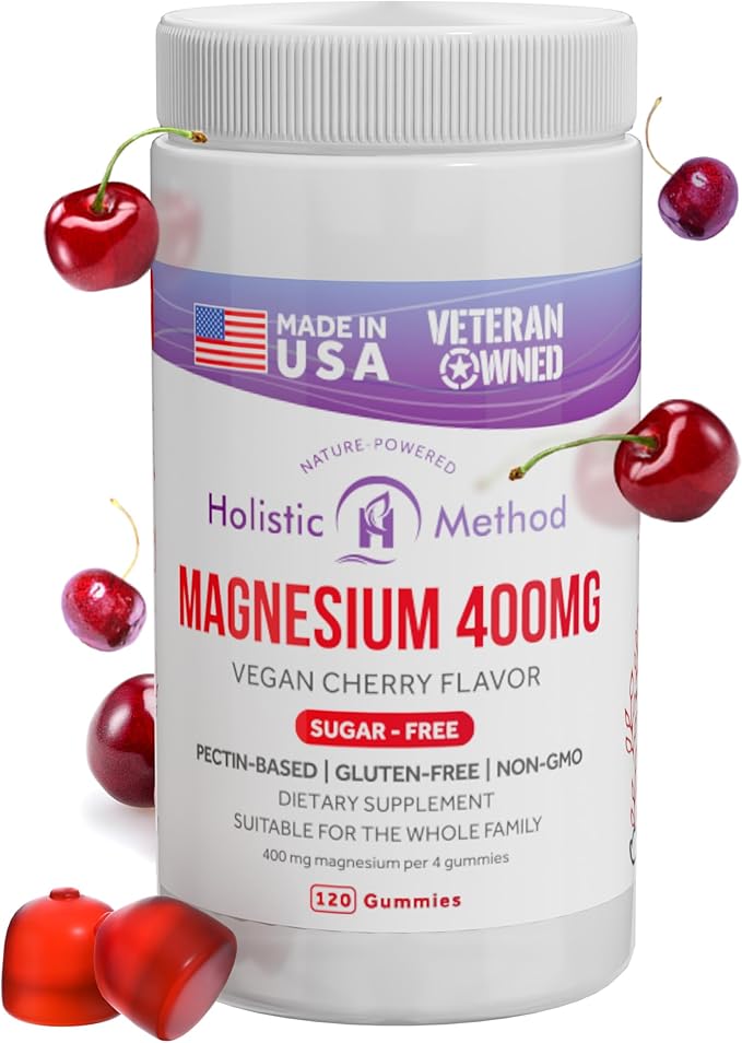 Magnesium Citrate Gummies - Sugar-Free, Vegan and Non-GMO for Better Sleep and Relaxation - No Sugar Alcohol - Magnesium Supplement for Adults, Teens and Kids - Cherry - 120 Chews