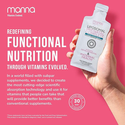 Manna Vitamins Evolved - Liposomal Prenatal Complete - Liquid Prenatal Vitamins for Women - Best Prenatal Vitamins for Pregnant Women for All Stages of Pregnancy