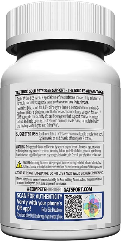 GAT SPORT Testrol Gold ES, Tribulus, DIM, Zinc, Longjack, Fenugreek, Saw Palmetto, Estrogen Balance, 60 Tablets