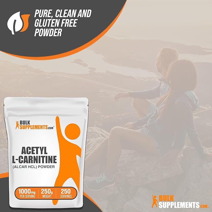 BulkSupplements.com Acetyl L-Carnitine Powder - ALCAR Powder, Acetyl L-Carnitine 1500mg, Carnitine Supplement - Gluten Free, 1500mg per Serving, 250g (8.8 oz) (Pack of 1)