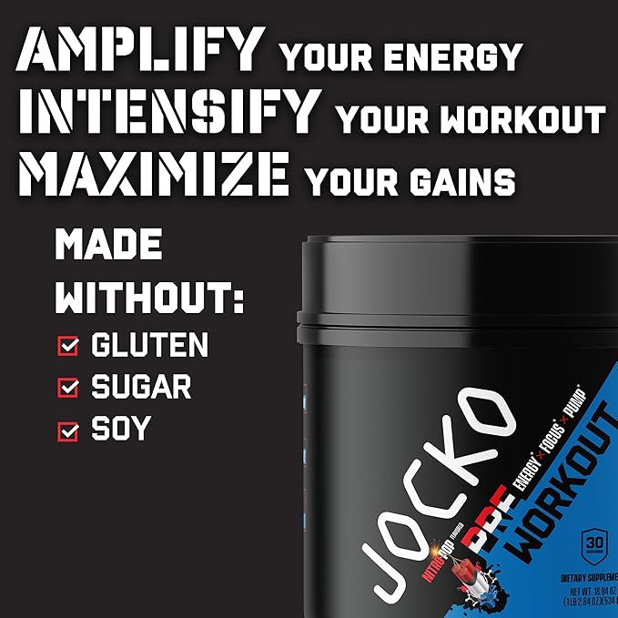 Jocko Fuel Ultimate Pre Workout Powder - Pre-Workout Energy Powder Drink for Men & Women - High Stim Sugar-Free Nootropic Blend to Support Muscle Pump, Energy, & Recovery 200mg Caffeine Nitro Pop