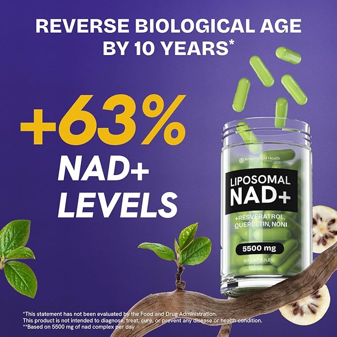 NMN Supplement Alternative - High Absorption NAD, Resveratrol, Berberine, Quercetin, Noni - Liposomal NAD Supplement for Anti Aging, Brain Support, Gut & Joint Heath - 60 Capsules