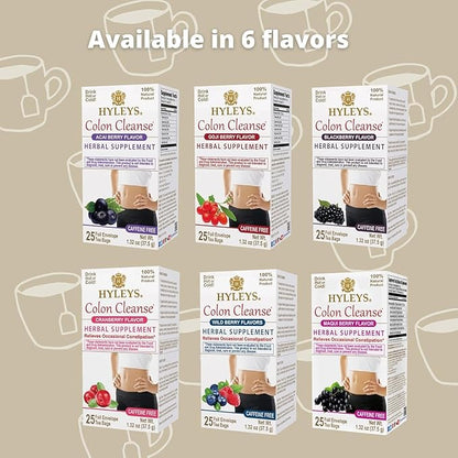 Hyleys Colon Cleanse Tea Cranberry Flavor - 25 Tea Bags (12 Pack - 300 Tea Bags Total)