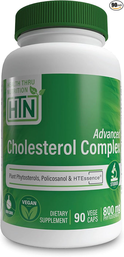 Health Thru Nutrition Advanced Cholesterol Complex | Heart Health Support & Lipid Metabolism with Phytosterols, Policosanol, Hydroxytyrosol, Chromium and More | Vegan, Non-GMO (Pack of 90)