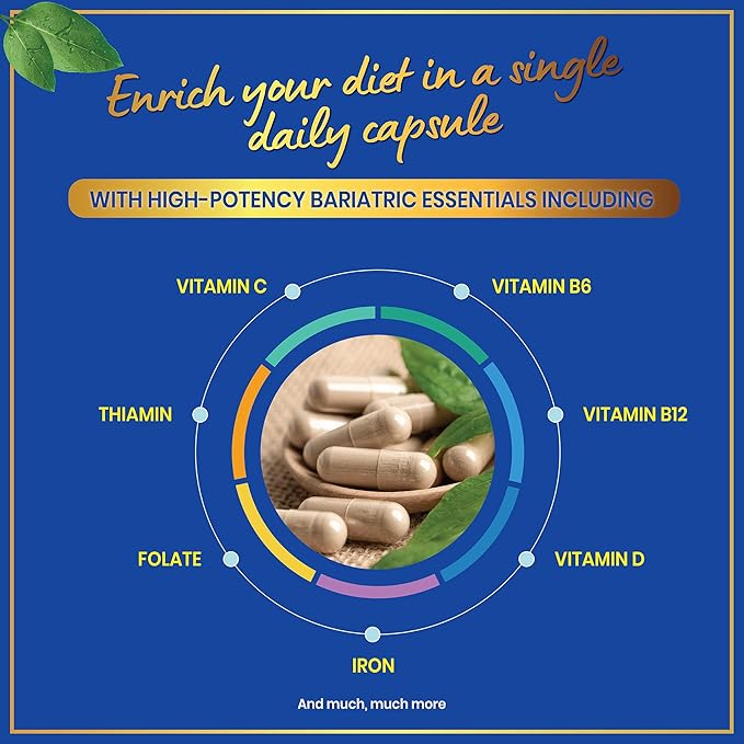 Bariatric Multivitamin with Iron - 45mg Iron Easy to Swallow, One a Day Bariatric Vitamins for Women and Men - Gastric Bypass, Gastric Sleeve Recovery - Bariatric Iron Vitamin Multivitamins - 30 Caps