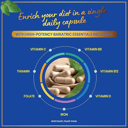 Bariatric Multivitamin with Iron - 45mg Iron Easy to Swallow, One a Day Bariatric Vitamins for Women and Men - Gastric Bypass, Gastric Sleeve Recovery - Bariatric Iron Vitamin Multivitamins - 30 Caps