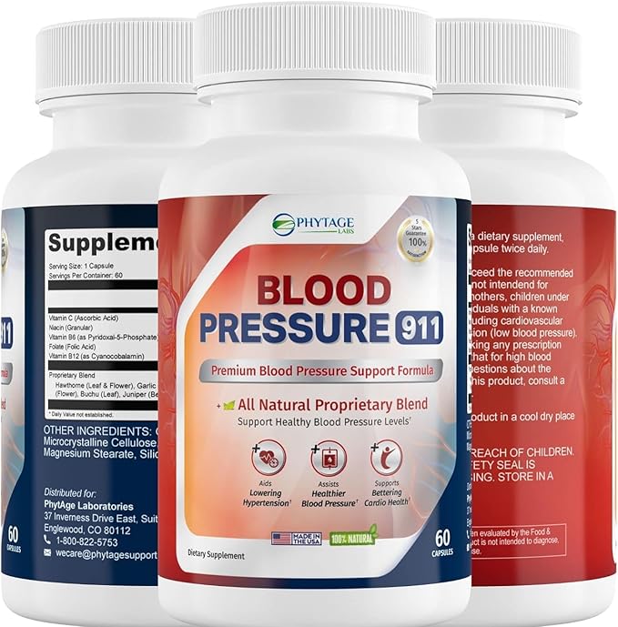 Blood Pressure 911 Premium Supplement - BP Support Pills. 2 Pack