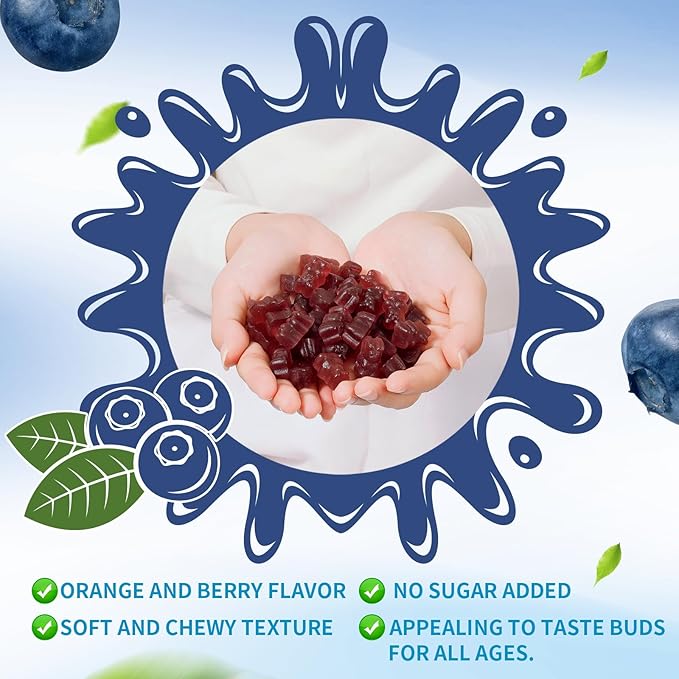 Calcium Magnesium Zinc Gummies with Vitamin D3 & K2 - High Potency Enhanced Absorption -60 Blueberry Gummies Flavored