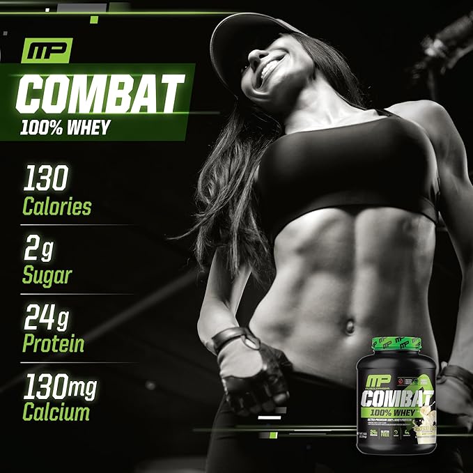 MusclePharm Combat 100% Whey Protein Powder, Banana Milk Flavor, Fast Recovery & Muscle Gain with Whey Protein Isolate, High Protein Powder for Women & Men, Gluten Free, 5 lb, 70 Servings