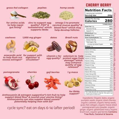 Happy Hormone Bars l Protein Cycle Syncing Bars with Organic Ginger l Promotes Hormone Balance l Supports Fertility, Egg Quality, PMS & Sperm Health (28 pack, Cycle Sync Stack (5 chai spice, 9 cherry berry, 14 nutty cacao))