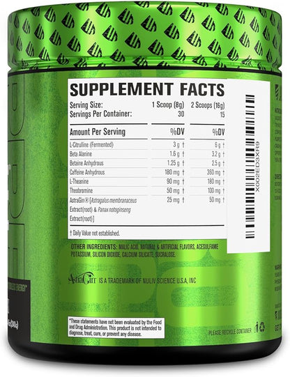 Jacked Factory NITROSURGE Pre Workout Supplement - Endless Energy, Instant Strength Gains, Clear Focus, Intense Pumps - NO Booster & Powerful Preworkout Energy Powder - 30 Servings, Arctic White