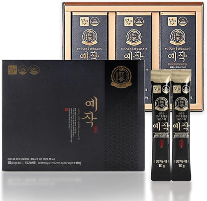 Premium Yejak 6-Year Korean Red Ginseng Extract | 30 Sticks | Vegan | 48mg Ginsenosides per Stick | Energy, Focus, Fatigue, Immune Support | Daily Vitality Supplement for Men & Women