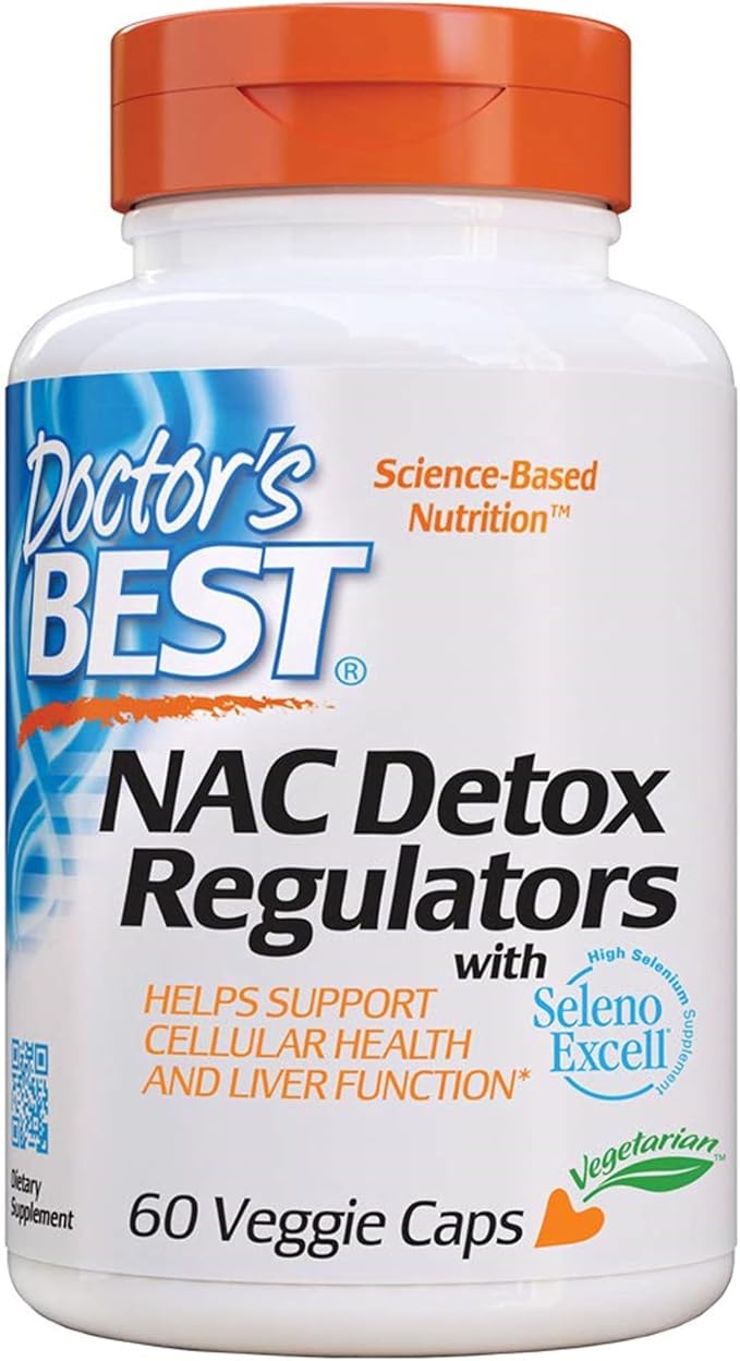 Doctor's Best NAC Detox Regulators with Seleno Excell, Non-GMO, Vegetarian, Gluten Free, Soy Free, 60 Veggie Caps