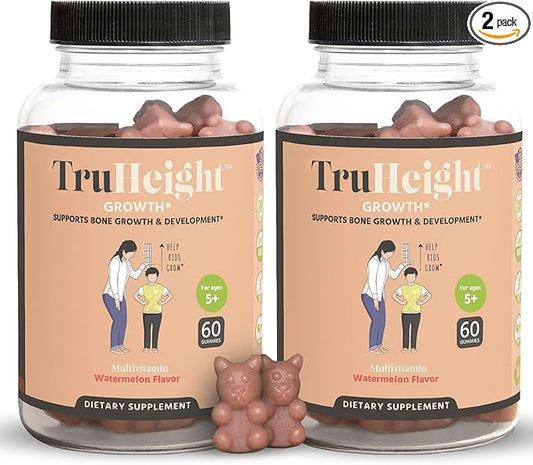 TruHeight Growth Gummies (Watermelon) Natural Growth & Development Supplement for Kids & Teens - Endorsed by Pediatricians - Vitamin D, K, Calcium & Ashwaganda, Bone Strength - Kids Vitamins, Ages 5+