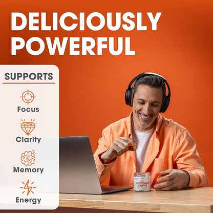 Genius Lion's Mane Soft Chews Supplement – Nootropic Mushroom for Focus, Clarity, Memory, Energy, Brain Health Support – Salted Caramel Flavor
