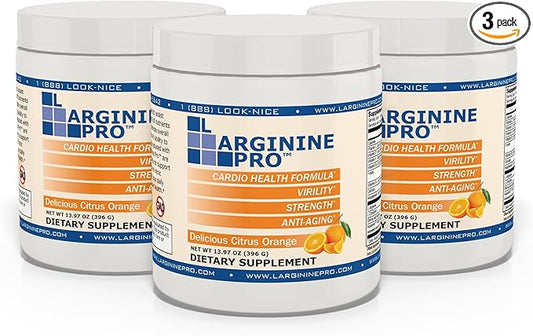 L-ARGININE PRO | L-arginine Supplement Powder | 5,500mg of L-arginine Plus 1,100mg L-Citrulline (Orange, 3 Jars)