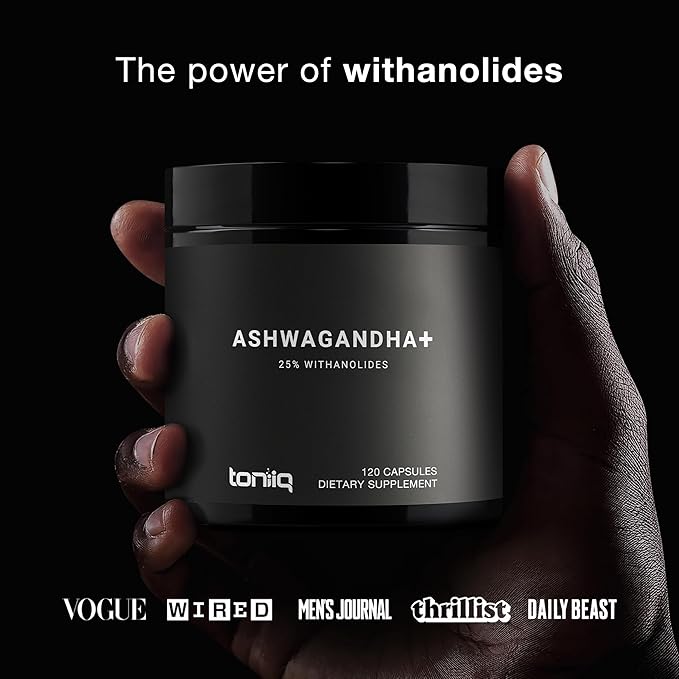 Toniiq 52,000mg 40x Concentrated Extract - 25% Withanolides - Ultra High Strength Ashwagandha Capsules - Wild Harvested in India - Highly Concentrated and Bioavailable Supplement- 120 Veggie Capsules