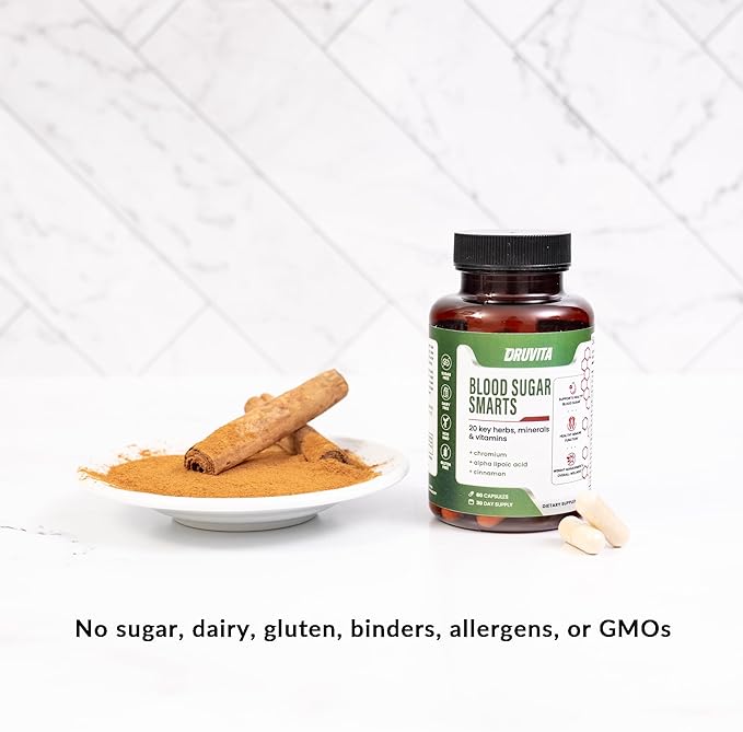 Blood Sugar Smarts - 20 Key Herbs, Minerals & Vitamins - with Chromium, Alpha Lipoic Acid, Cinnamon & Bitter Melon, for Men Women- Non-GMO Natural- 120 Capsules 60 Day Supply