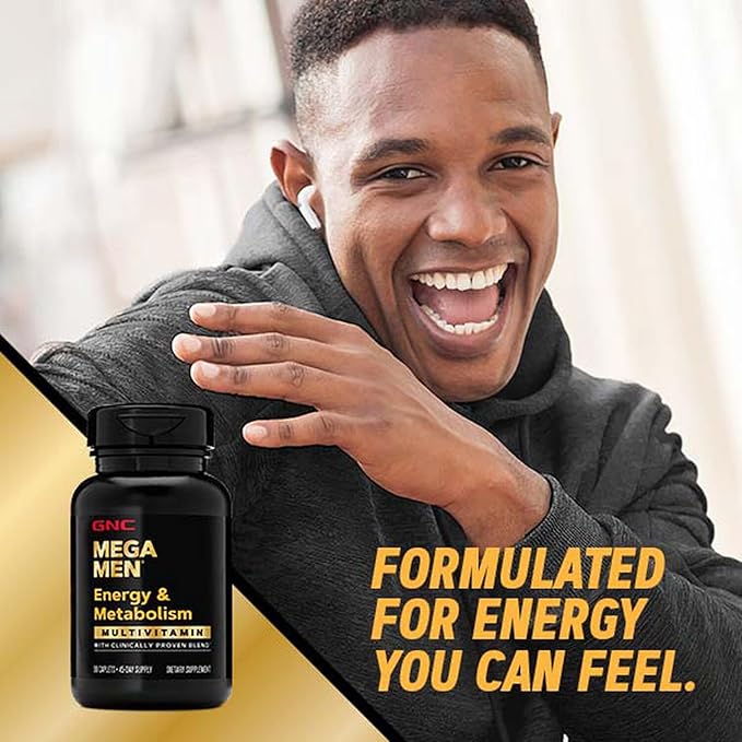 InfiniStore™ Medicine Pouch & Scented Moist Towelette Bundled with GNC Mega Men Multivitamin, Energy & Metabolism, 90 Tablets