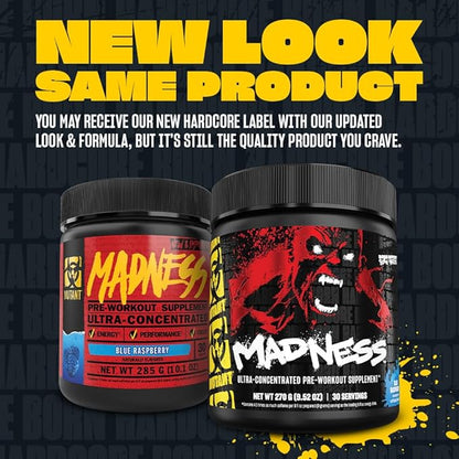 Mutant Madness | Pre Workout Powder Performance and Pump Blend Includes L-Citrulline, Beta-Alanine, Taurine, L-Tyrosine | 270G (9.52 OZ) 30 Serving | Fruit Punch