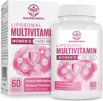 Liposomal Multivitamin for Women 1400MG - Womens Daily Multi Vitamins Supplements with Iron, Vitamin A, C, D, E and B Complex for Immune Health, Hair & Skin Support for Women 18+，60 Vegan Capsules