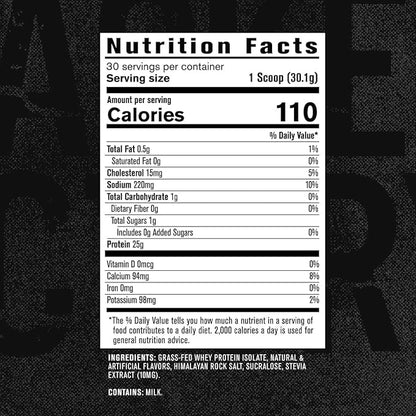 Jacked Factory Authentic ISO Grass Fed Whey Protein Isolate Powder - Low Carb, Non-GMO Muscle Building Protein w/No Fillers, Mixes Perfectly for Post Workout Recovery, Vanilla - 2LB, 30 SV