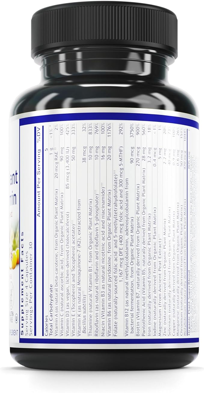 QNL Quantum Plant Multi-Vitamin - Complete Multivitamin - Immune Support for Adults - Natural Multivitamin for Men & Women - 120 Plant-Source Capsules