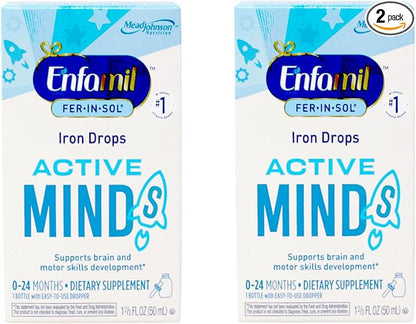 Enfamil Fer-In-Sol Iron Supplement Drops for Infants & Toddlers, Supports Brain Development, 50 mL Dropper Bottle, Pack of 2