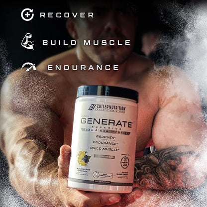 Cutler Nutrition Generate EAA and BCAA Powder: Best Branched Chain Amino Acids Supplement with Essential Amino Acids, 5g BCAAs, 2g EAAs for Lean Muscle Mass | Sour Lemonade, 30 Servings