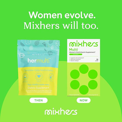 Hermulti - Women's Multivitamin Drink Mix - Daily Multivitamins - Nutrition Designed for Women - for Wellness & Immune Support - Better Absorbed Supplements - 15 Drink Packets - Coconut