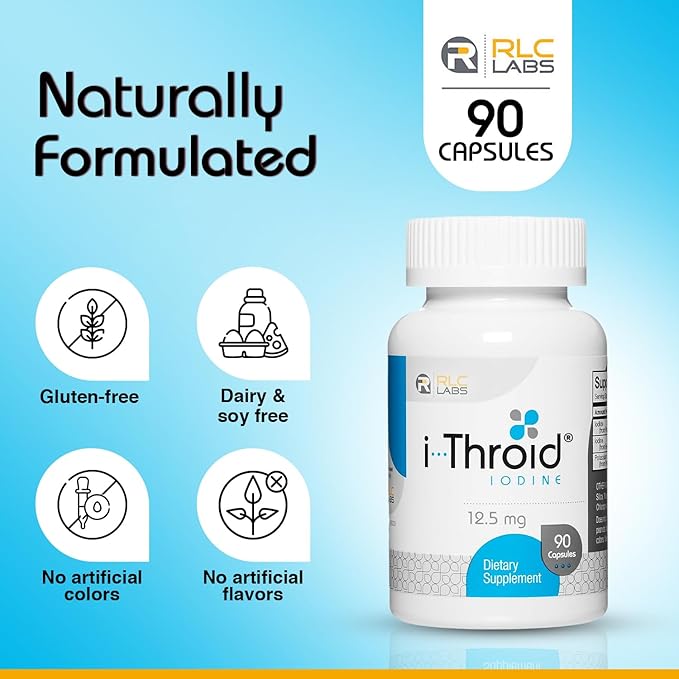 RLC, i-Throid 12.5 mg, Iodine and Iodide Supplement to Support Thyroid Health and Hormone Balance, 90 capsules (90 servings)