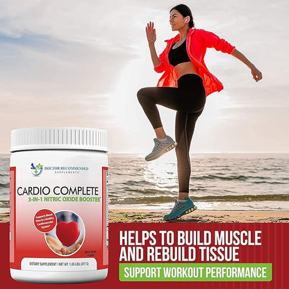 Cardio Complete - Heart Health Support Powder Supplement - 3-in-1 Nitric Oxide Booster with 5,000 L-Arginine, 1,000mg L-Citrulline, and Hawthorn Berry