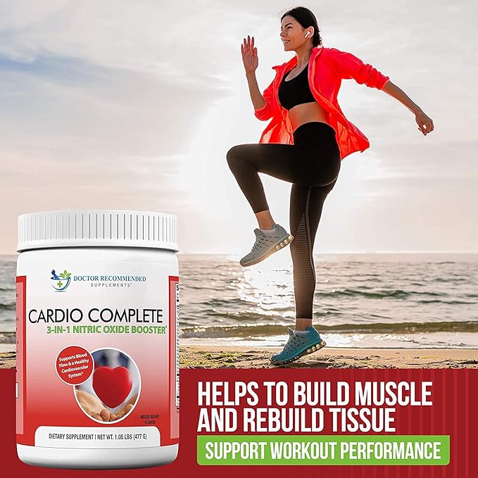 Cardio Complete - Heart Health Support Powder Supplement - 3-in-1 Nitric Oxide Booster with 5,000 L-Arginine, 1,000mg L-Citrulline, and Hawthorn Berry, 2 Pack