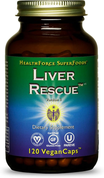 HealthForce SuperFoods Liver Rescue - Natural Liver Cleanse - Liver Health Formula with Milk Thistle & Dandelion Root - Gluten-Free & Vegan - 120 Capsules