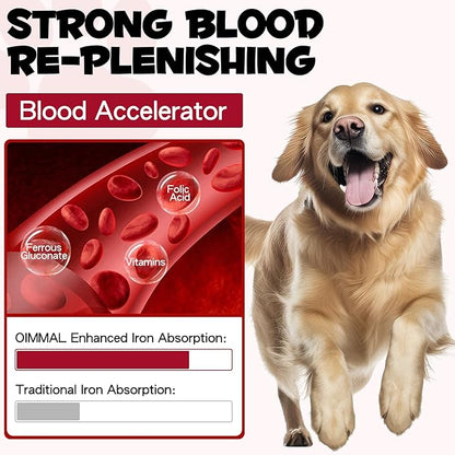 Liquid Iron Drops for Dogs, Liquid Iron Supplements for Dogs Supports Anemia, Promotes Blood Health, Improve Low Enery Levels and Lethargy - Pet Supplies Dog Vitamins - 60 ml/Caramel Flavor