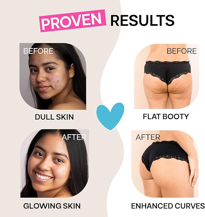 Glute Y Glow, Creatine for Women 2-in-1 Booty & Beauty Elixir W/Creatina para Glúteos┃Supports Faster Hair Growth, Stronger Nails & Glowing Skin - Horchata Flavor