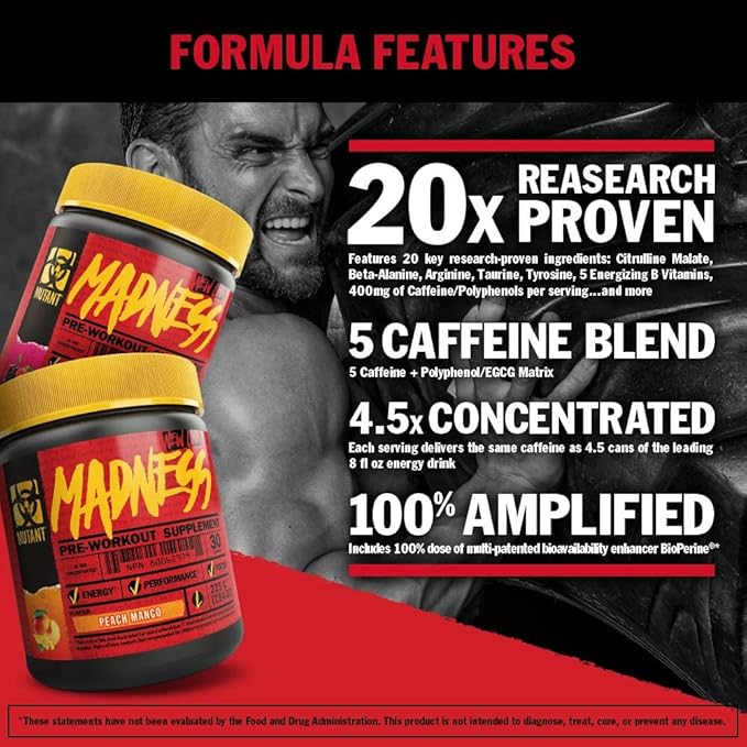 MUTANT MADNESS - Redefines the Pre-Workout Powder Experience and Takes it to a Whole New Extreme Level, Engineered Exclusively for High-Intensity Workouts (Sweet Iced Tea)