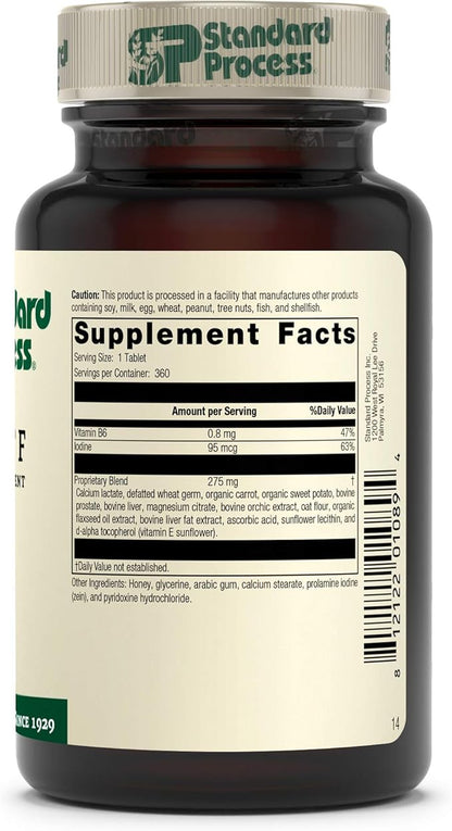 Standard Process Cataplex F - Whole Food Supplement, Thyroid Support, Metabolism, Skin Health, and Hair Health with Vitamin B6, Iodine, Flaxseed Oil - 360 Tablets