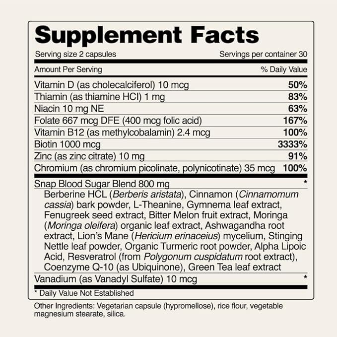 Snap Supplements Blood Sugar Blend - Support Healthy Blood Sugar, 120 Count