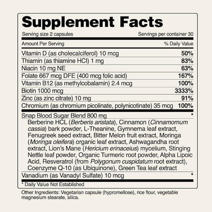 Snap Supplements Blood Sugar Blend - Support Healthy Blood Sugar, 120 Count