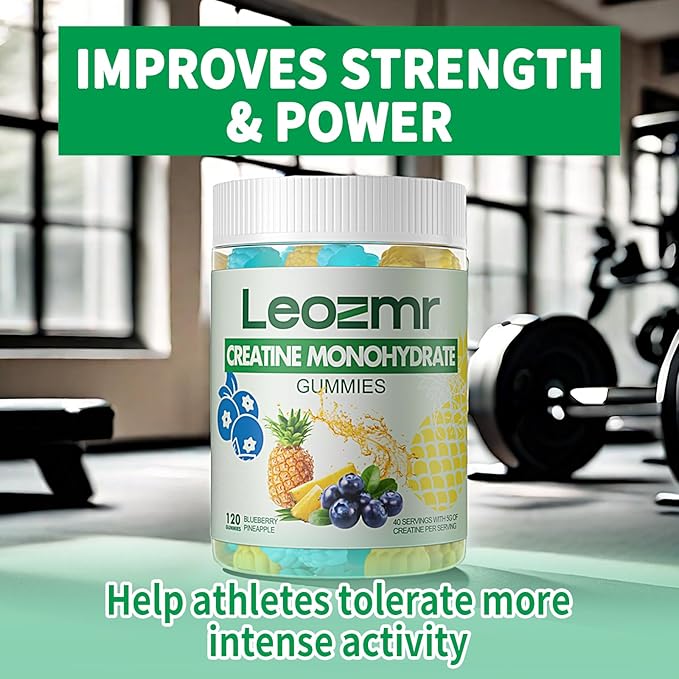 Creatine Monohydrate Gummies 5000mg for Men & Women, Chewables Creatine Monohydrate Supplement(120 Count)- Blueberry Pineapple