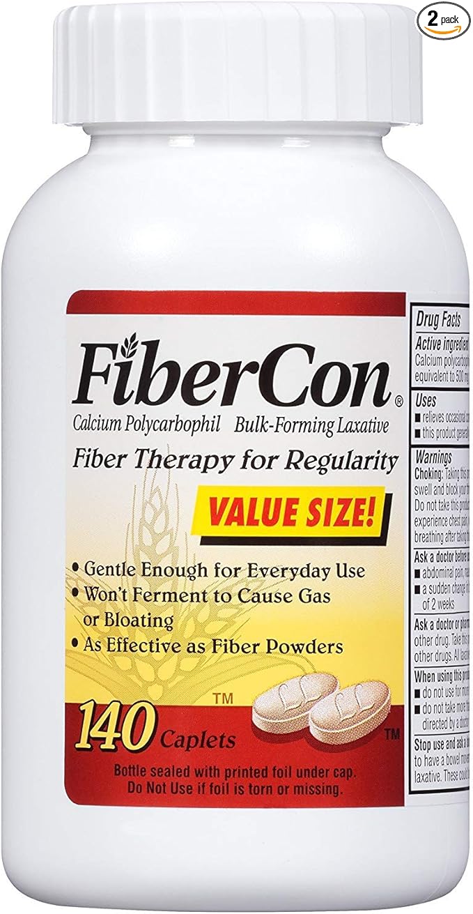 Fibercon Fiber 140 Caplets Each by Fibercon (Pack of 2)